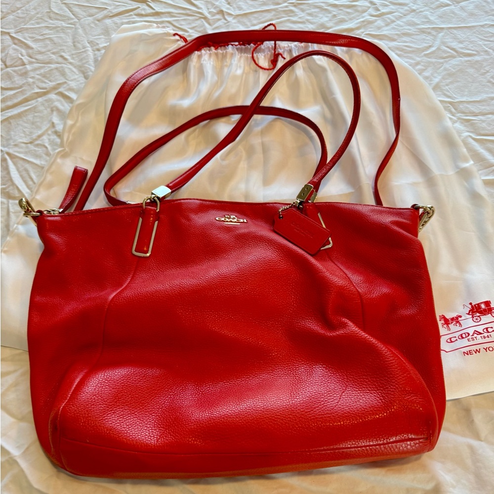 Coach Vibrant Red Leather Shoulder Bag